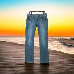 ROCK REVIVAL "CELINE" WOMEN'S BLUE JEANS SIZE 31 BOOTCUT VGC WAIST IS 15 3/4"